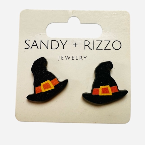 sandy + rizzo Jewelry - NWT Sandy + Rizzo Glitter Witch Hat Acrylic Stud Earrings